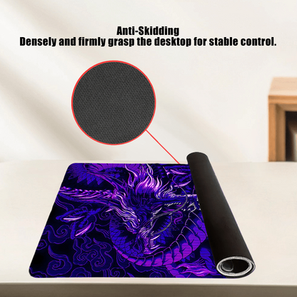 Oversized Purple Dragon Totem Keyboard and Mouse Desktop Pad