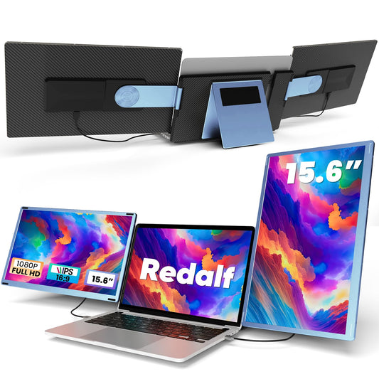 Redalf Laptop Screen Extender 15.6" - 1080P FHD IPS Triple Portable Monitor, Detachable Dual‑Screen Extender for 13-17.3" Laptops (Windows/macOS/Android/Dex)