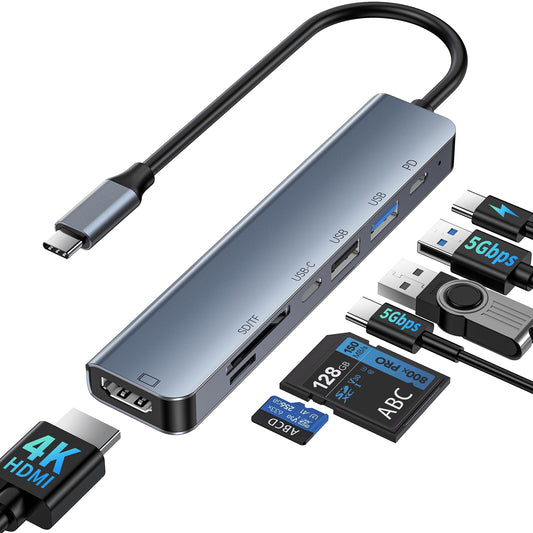Dual‑Monitor 7‑Port USB‑C Hub with 4K and 87W PD