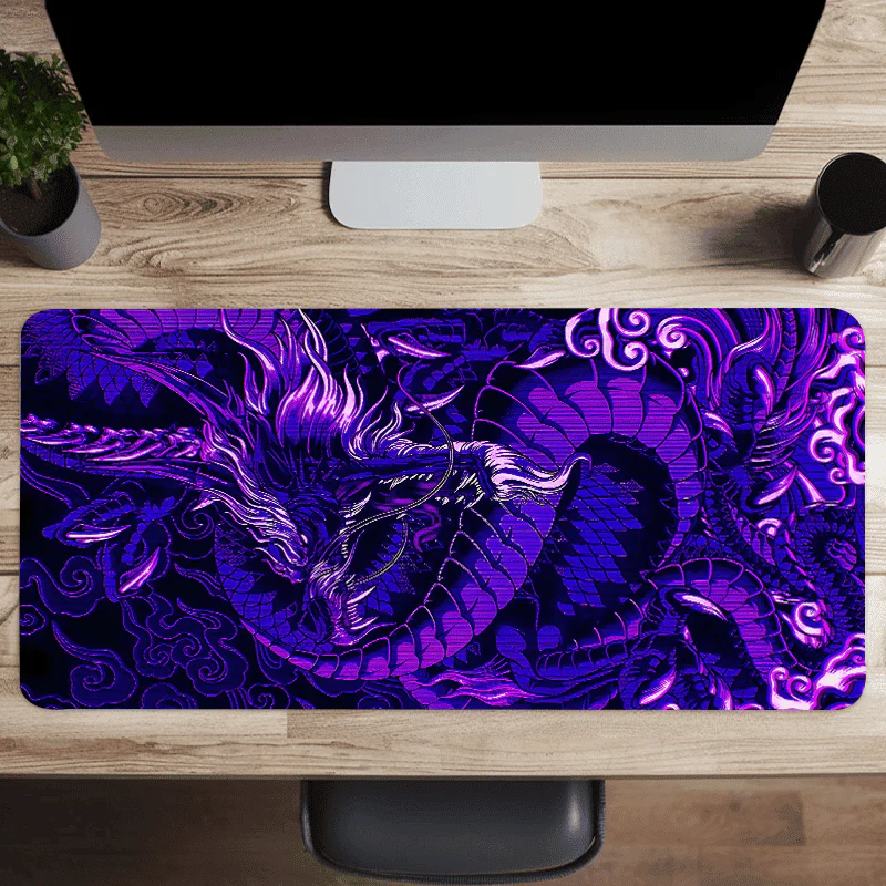 Oversized Purple Dragon Totem Keyboard and Mouse Desktop Pad