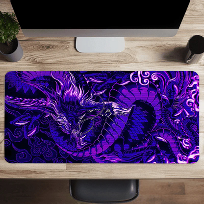 Oversized Purple Dragon Totem Keyboard and Mouse Desktop Pad