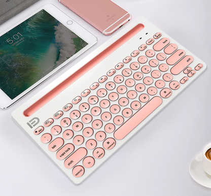 Universal Wireless Bluetooth Keyboard — Compact Multi‑Device Design (Black / Pink)