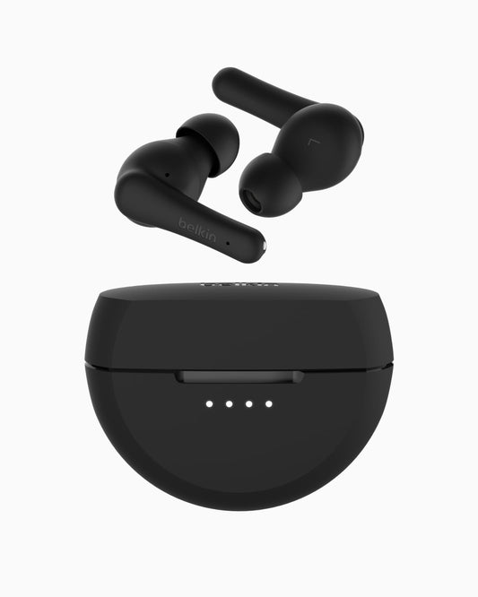 Belkin SoundForm Rhythm True Wireless Earbuds - Bluetooth 5.3, 28‑Hour Battery, ENC Microphones, USB‑C Fast Charging (Black)