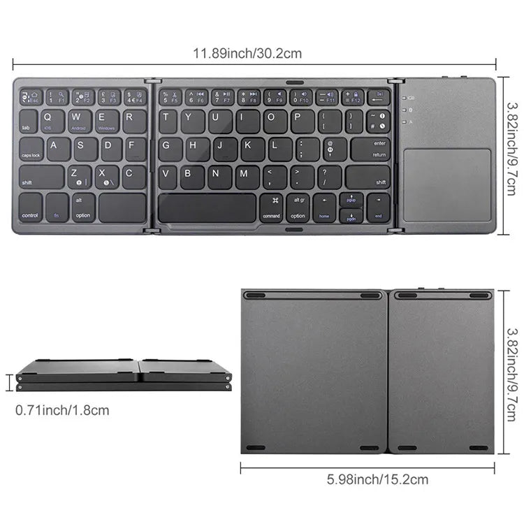 Universal Tri-Fold Mini-Keyboard with Integrated Touchpad