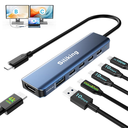 Siliking USB-C Dual Monitor Docking Station 6-in-1