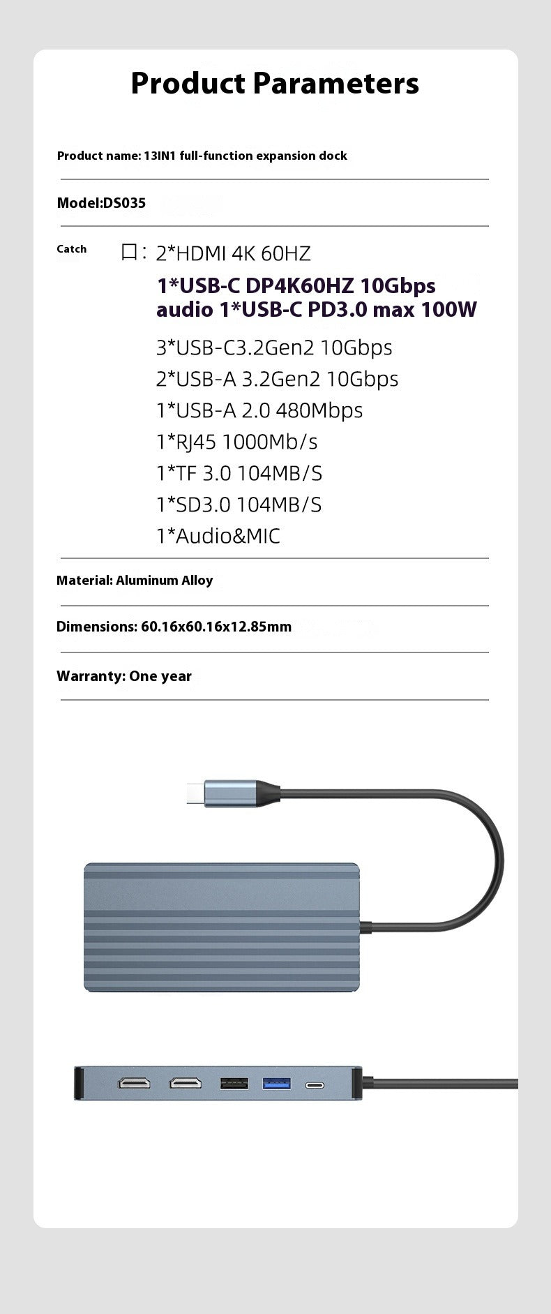 USB-C 13-in-1 4K Docking Station