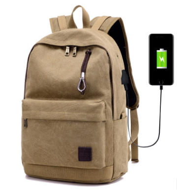 Canvas Rucksack Backpack with USB Port