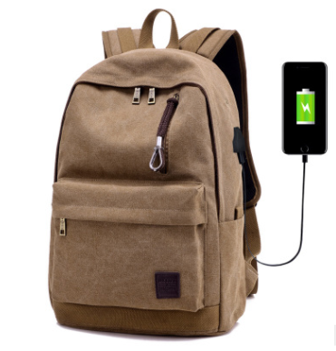 Canvas Rucksack Backpack with USB Port