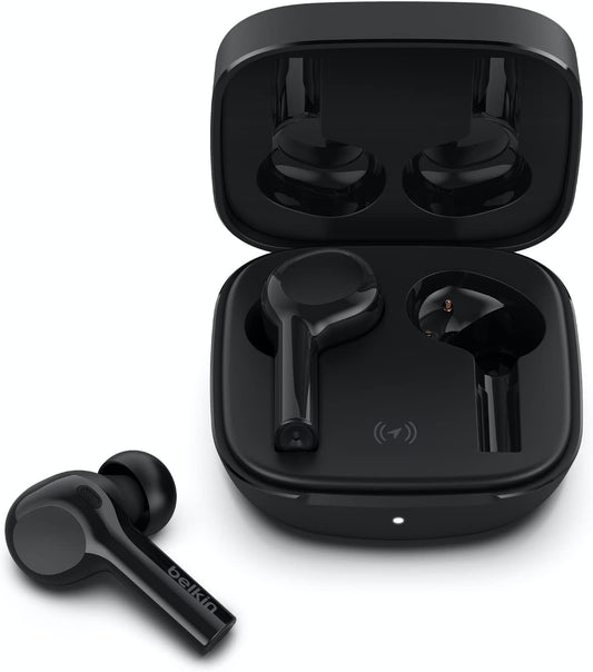 Belkin SoundForm Freedom True Wireless Earbuds with Wireless Charging Case - IPX5 Water Resistant, Deep Bass, 36‑Hour Battery (Black)