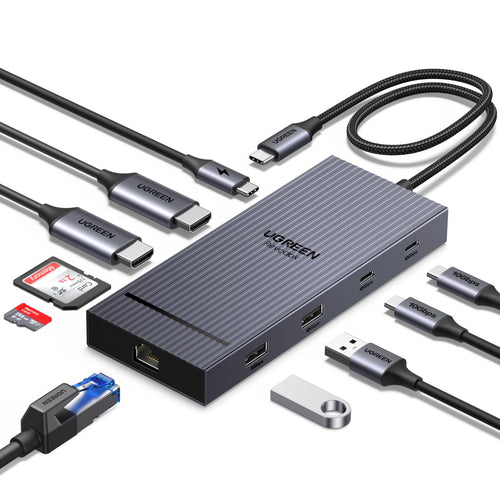 UGREEN Revodok Pro USB‑C Hub — Dual 4K@60Hz HDMI, 10Gbps USB‑C & USB‑A, Gigabit Ethernet, SD/TF Reader, 100W PD Fast Charging