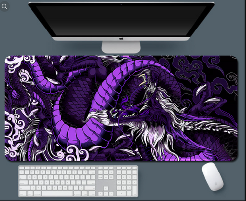 Oversized Purple Dragon Totem Keyboard and Mouse Desktop Pad