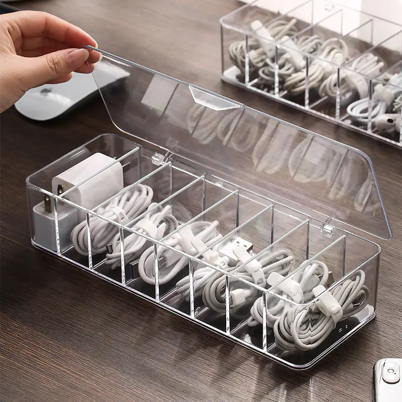Dust‑Proof Storage Organizer Box with Partitions