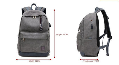 Canvas Rucksack Backpack with USB Port