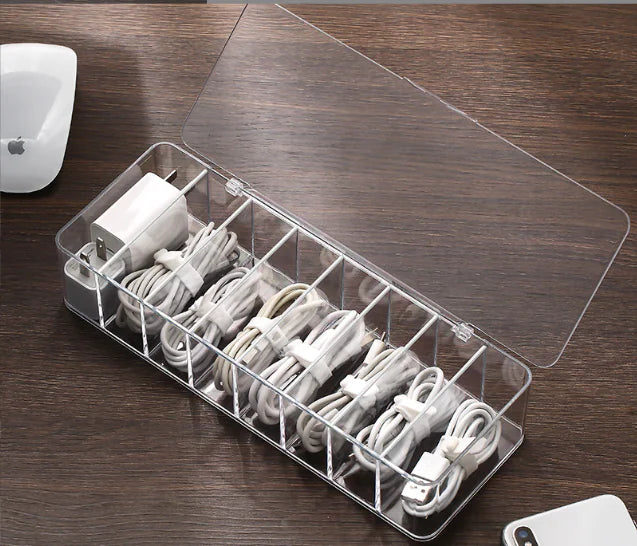 Dust‑Proof Storage Organizer Box with Partitions