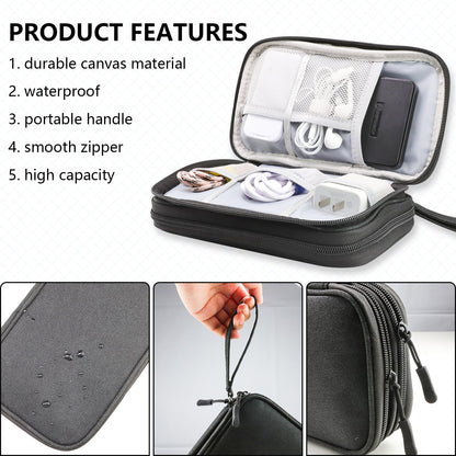 NNEDSZ Multi‑Compartment Cable & Accessory Travel Organizer - Black-3