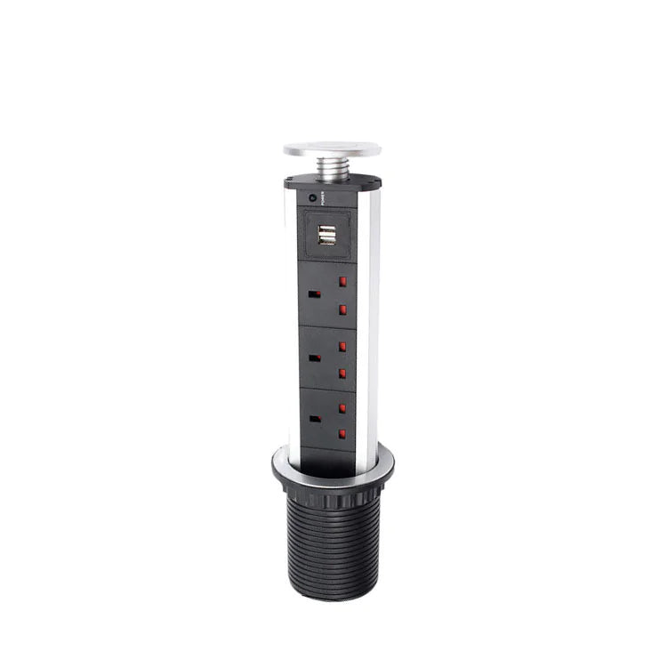 Recessed Desk Power Grommet - Pop‑Up Power Socket with USB Charger