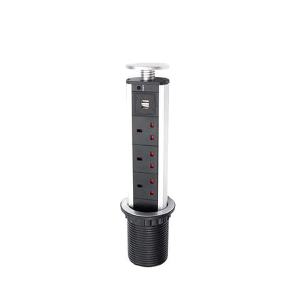 Recessed Desk Power Grommet - Pop‑Up Power Socket with USB Charger