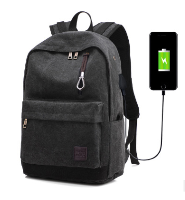 Canvas Rucksack Backpack with USB Port