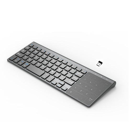 Wireless Mini Keyboard with Dual-Purpose Touchpad (10-Key & Mouse) Set — 59‑Key Ultra‑Thin Portable Design (Grey)