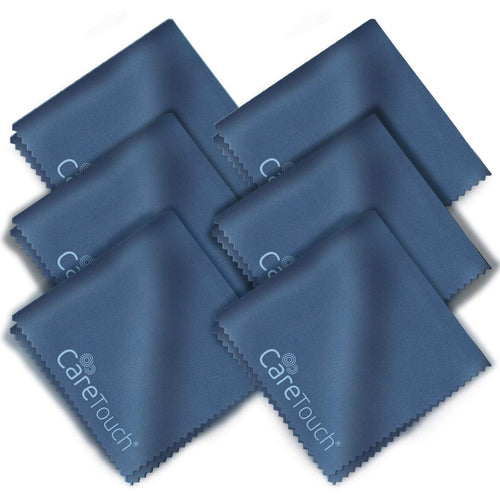 Care Touch Microfiber Cleaning Cloths - 6‑Pack Lint‑Free Lens & Screen Cloths, 6" × 7" (Navy Blue)