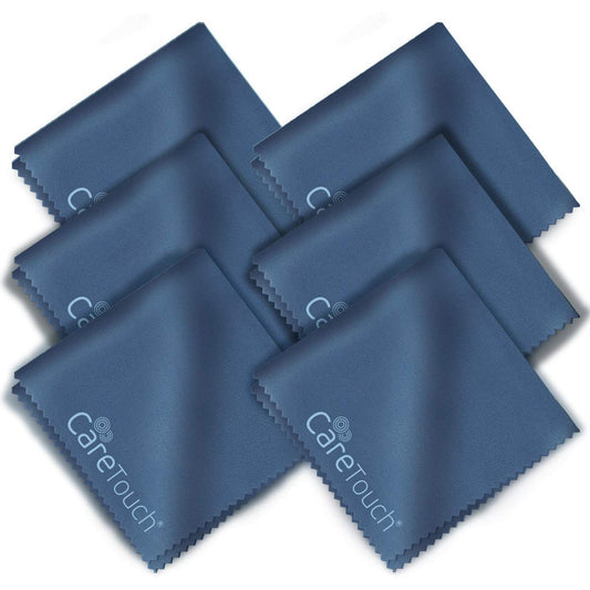 Care Touch Microfiber Cleaning Cloths - 6‑Pack Lint‑Free Lens & Screen Cloths, 6" × 7" (Navy Blue)
