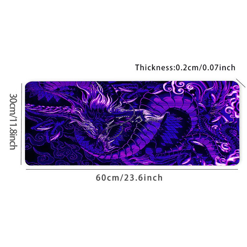 Oversized Purple Dragon Totem Keyboard and Mouse Desktop Pad