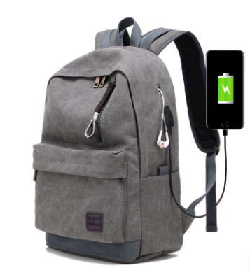 Canvas Rucksack Backpack with USB Port