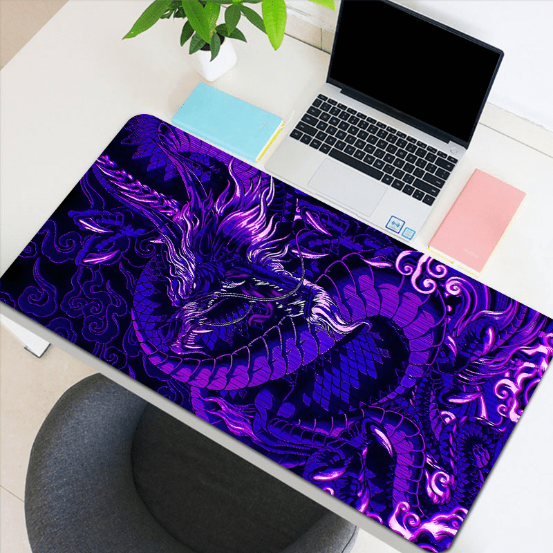 Oversized Purple Dragon Totem Keyboard and Mouse Desktop Pad