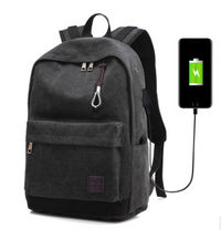 Canvas Rucksack Backpack with USB Port