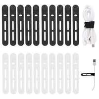 Reusable Silicone Cable Ties – 20‑Pack (Black + White)
