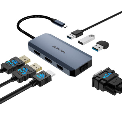 Wavlink USB‑C Multi‑Display Docking Station — Dual DisplayPort, HDMI, VGA, USB‑A Ports