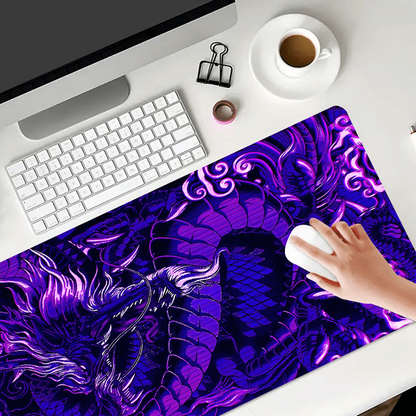 Oversized Purple Dragon Totem Keyboard and Mouse Desktop Pad