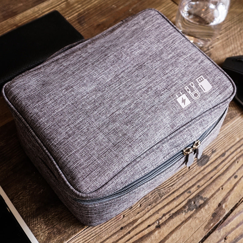 Waterproof Portable Cable Storage Organizer Bag — 600D Oxford Travel Digital Accessory Case