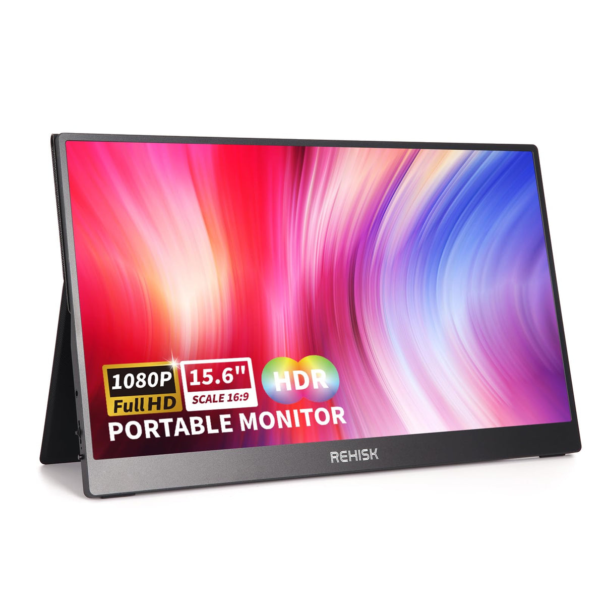 ReHisk 15.6 Portable FHD 1080P External Laptop Monitor with Smart Cover