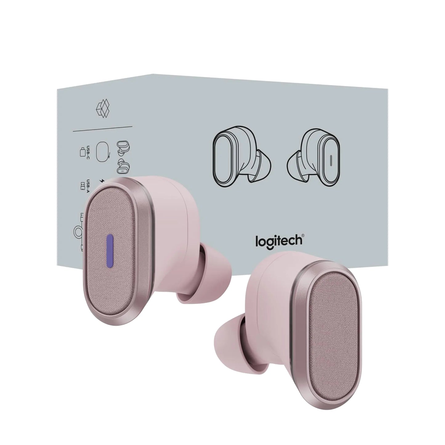 Logitech Zone True Noise‑Canceling Bluetooth Earbuds - Rose