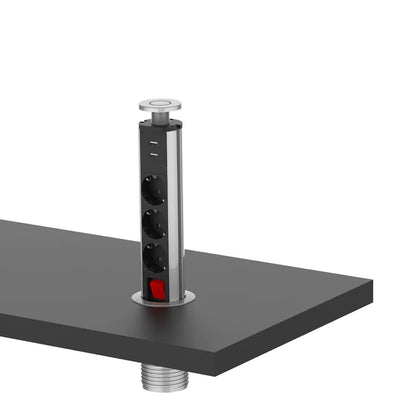 Recessed Desk Power Grommet - Pop‑Up Power Socket with USB Charger