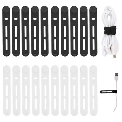 Reusable Silicone Cable Ties – 20‑Pack (Black + White)