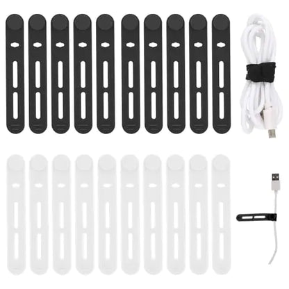Reusable Silicone Cable Ties – 20‑Pack (Black + White)