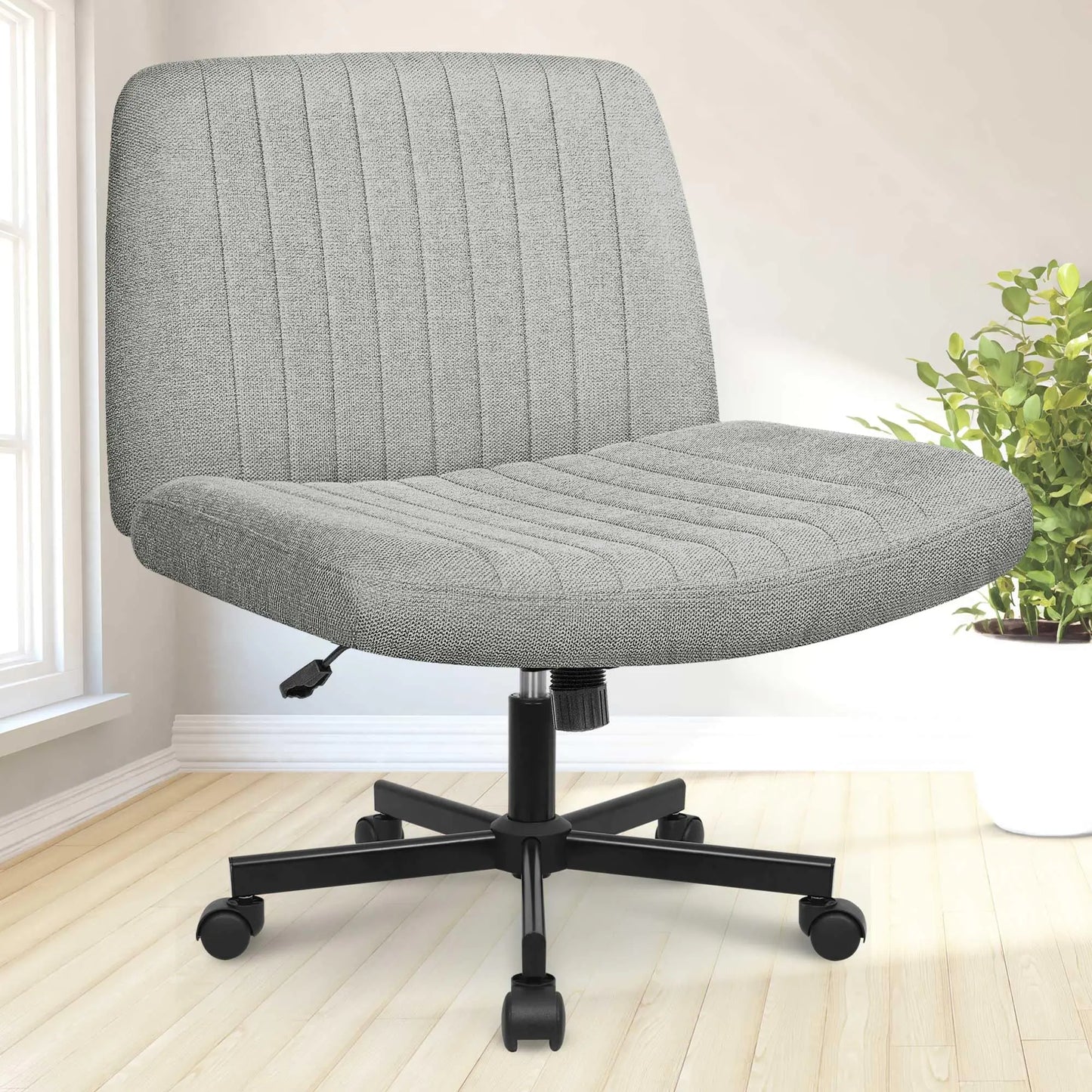 NEO CHAIR Armless Swivel Chair with Wheels (Fabric) - (Grey)