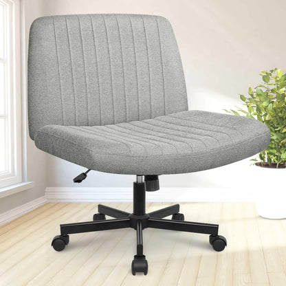 NEO CHAIR Armless Swivel Chair with Wheels (Fabric) - (Grey)