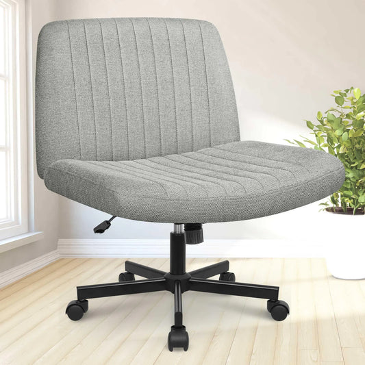 NEO CHAIR Armless Swivel Chair with Wheels (Fabric) - (Grey)