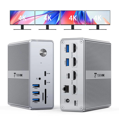 TobenONE DisplayLink Quad‑Monitor Docking Station