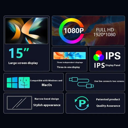 15" Universal Dual-Screen Portable Display